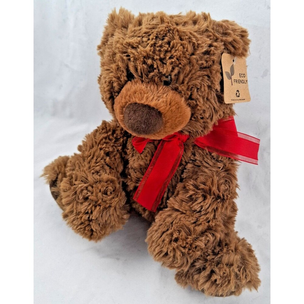 Aurora Eco Friendly Soft Brown Bear Plush Stuffed Animal-8” Sitting-New w/Tags!